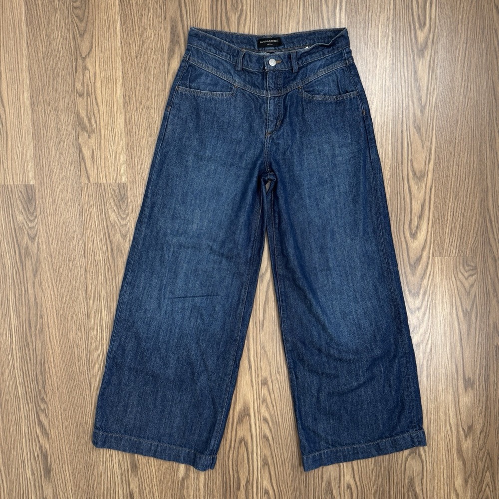 Banana Republic Jeans Womens 28 Blue Wide Leg Trouser Classic Dark Wash Denim - Picture 2 of 12